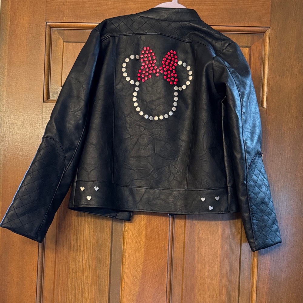 Disney Minnie Rocks the Dots Synthetic Leather Jacket with Red and Silver Design
